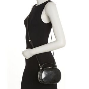 TAHARI Laguna Crossbody Bag, Vegan Patent Leather, Black, Adjustable Strap,‎ NWT